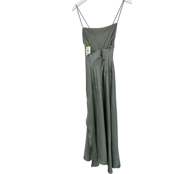 NWT ASTR the Label Size Medium Sage Green Satin Gaia Back Tie Slip Y2k Dress - Picture 3 of 10